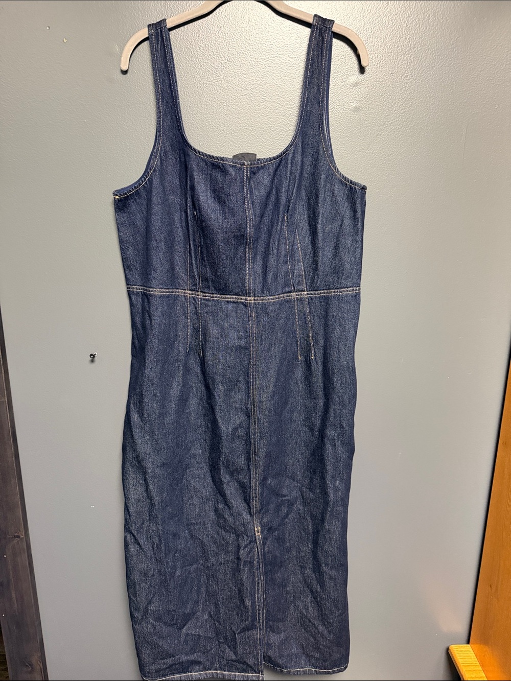 NWT Future Collective Square Neck Denim A-Line Midi Dress XL